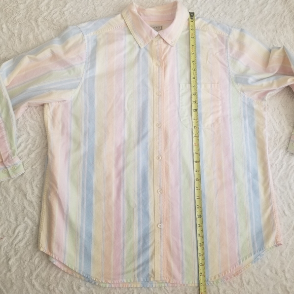 L.L. Bean Plus Size Pastel Stripe Oxford Buttondown Shirt 2X - Picture 12 of 16